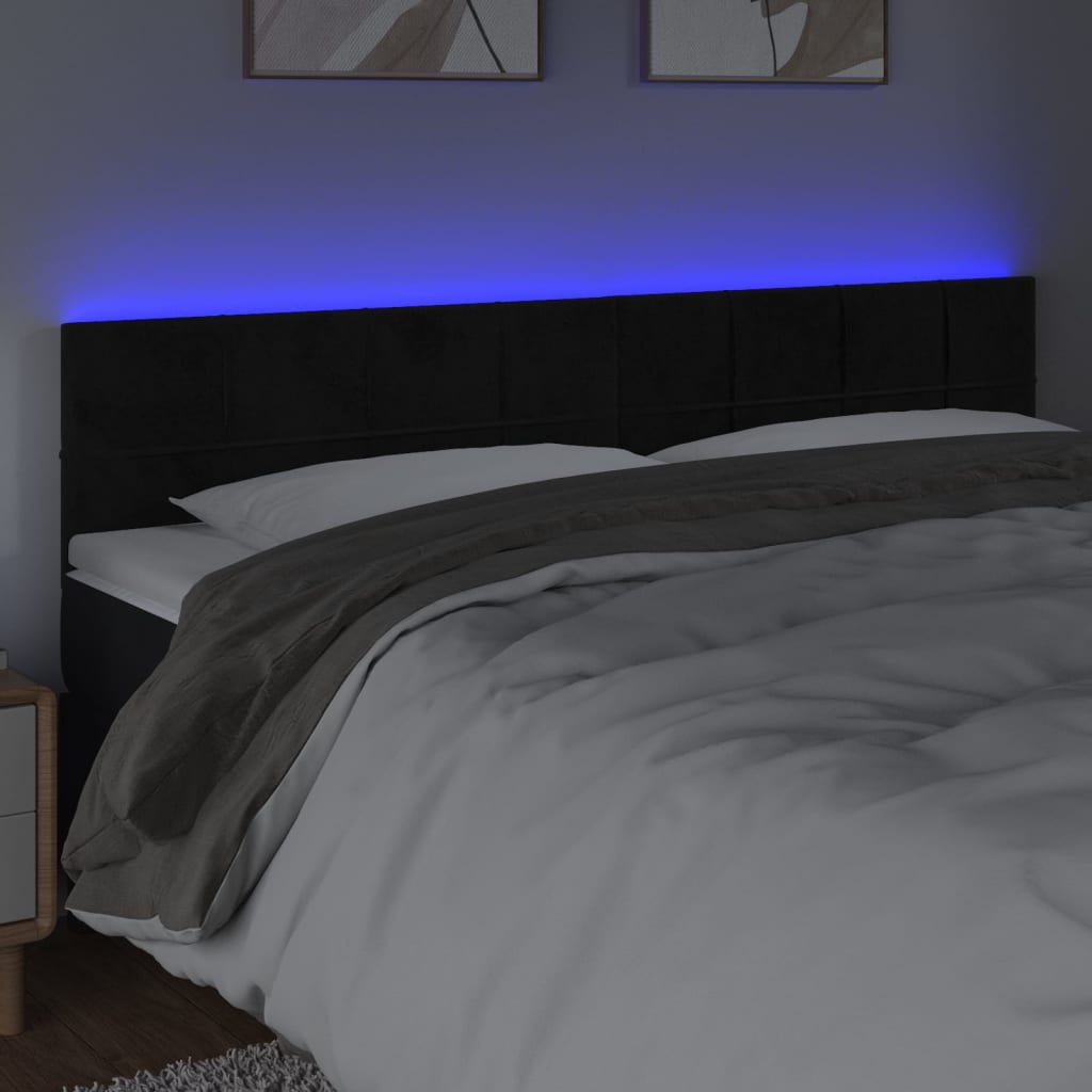 LED Kopfteil Schwarz 180x5x78/88 cm Samt