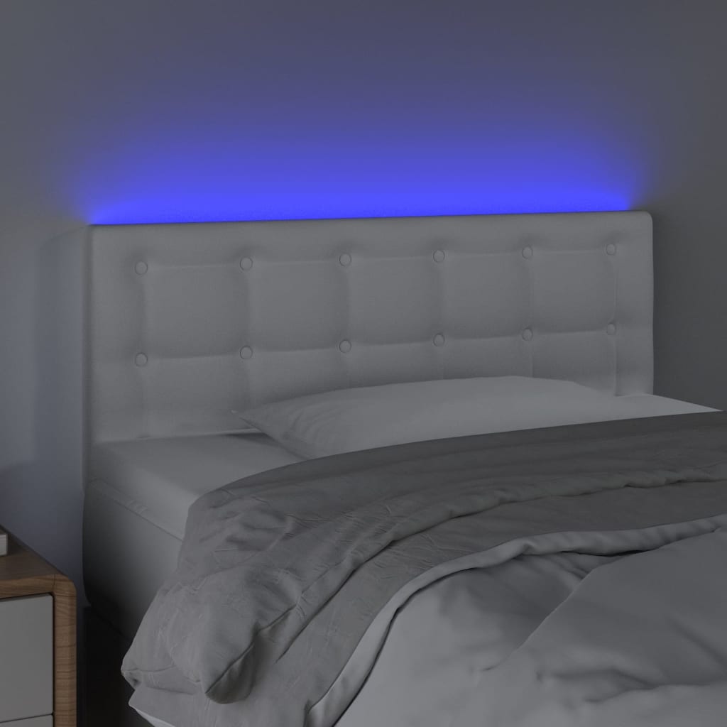 LED Kopfteil Weiß 90x5x78/88 cm Kunstleder