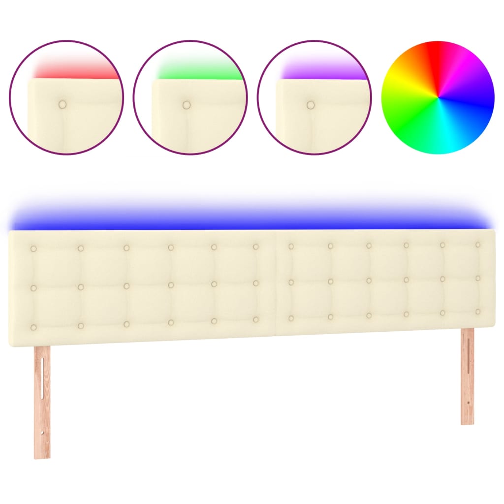 LED Kopfteil Creme 160x5x78/88 cm Kunstleder