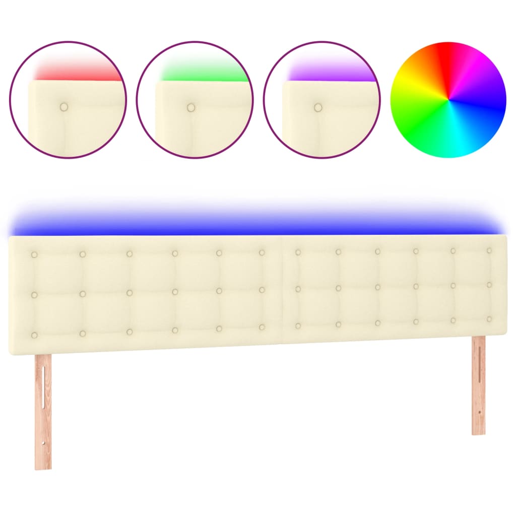 LED Kopfteil Creme 200x5x78/88 cm Kunstleder