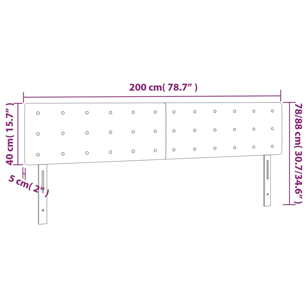 LED Kopfteil Creme 200x5x78/88 cm Kunstleder