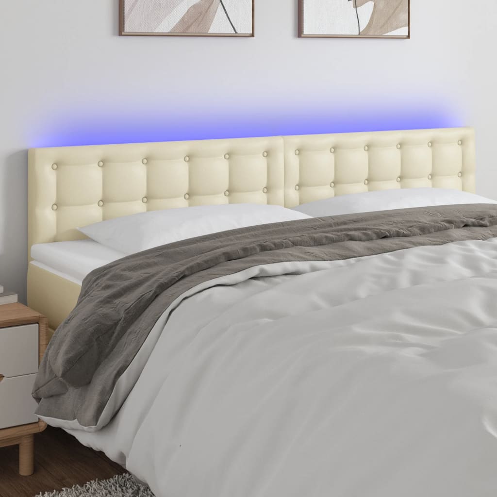 LED Kopfteil Creme 200x5x78/88 cm Kunstleder
