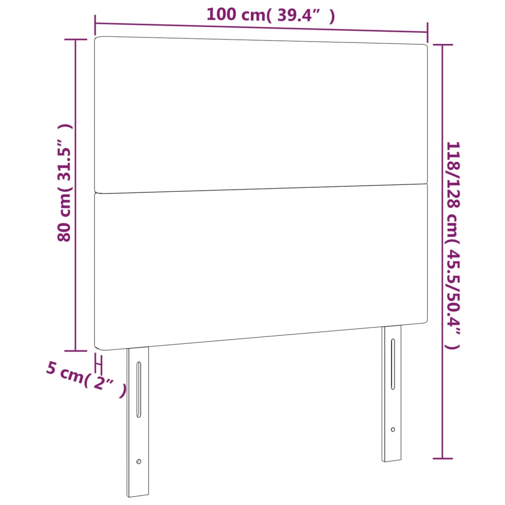 LED Kopfteil Creme 100x5x118/128 cm Kunstleder
