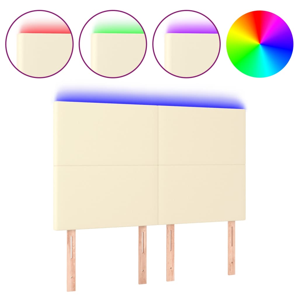 LED Kopfteil Creme 144x5x118/128 cm Kunstleder