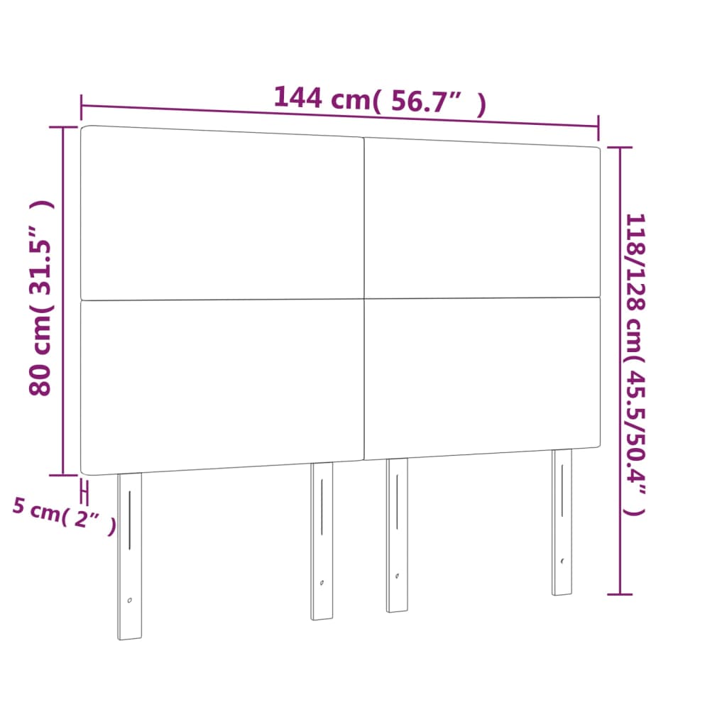 LED Kopfteil Creme 144x5x118/128 cm Kunstleder