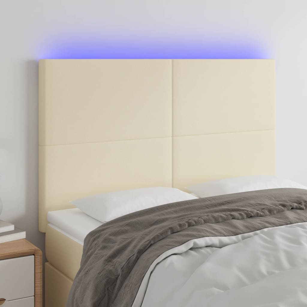 LED Kopfteil Creme 144x5x118/128 cm Kunstleder