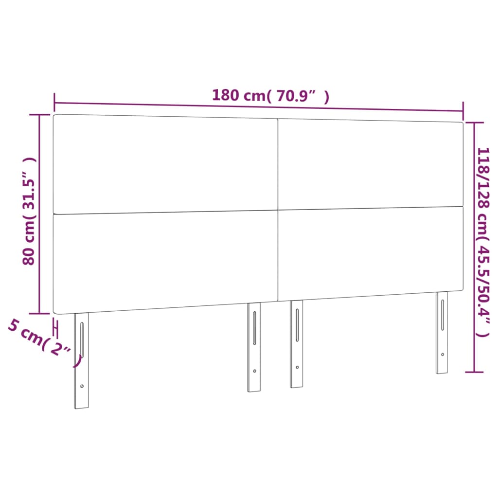 LED Kopfteil Schwarz 180x5x118/128 cm Kunstleder