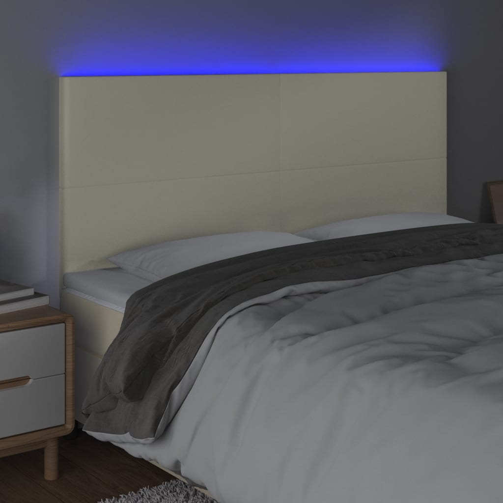 LED Kopfteil Creme 200x5x118/128 cm Kunstleder