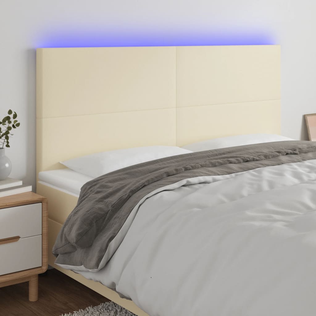 LED Kopfteil Creme 200x5x118/128 cm Kunstleder