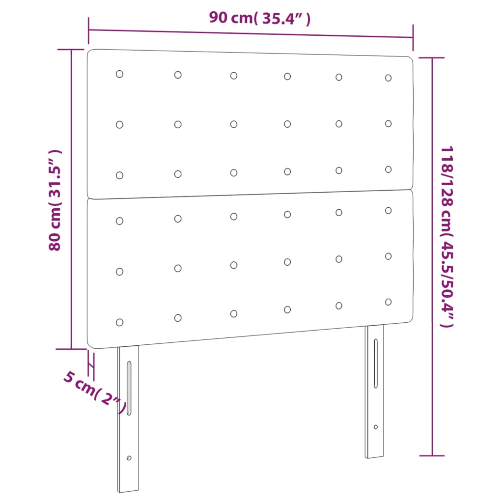 LED Kopfteil Creme 90x5x118/128 cm Kunstleder