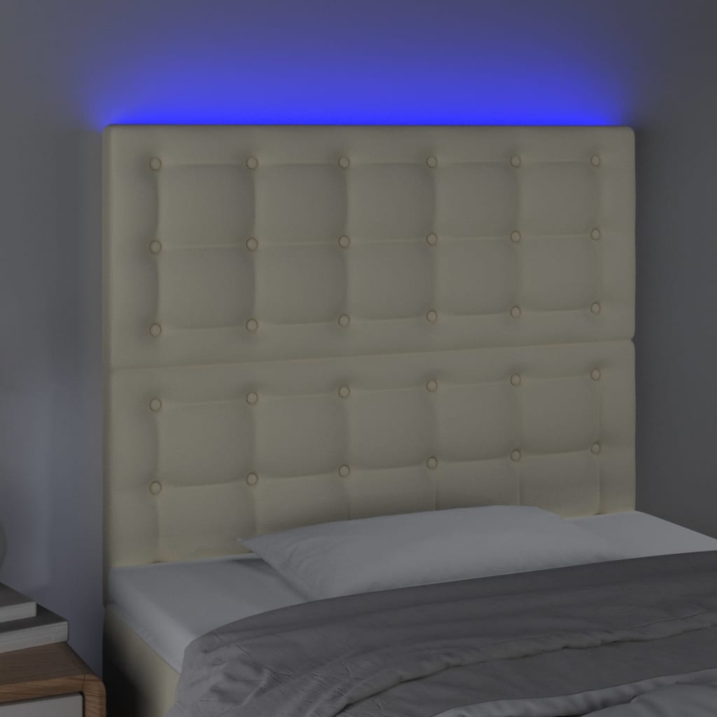 LED Kopfteil Creme 100x5x118/128 cm Kunstleder