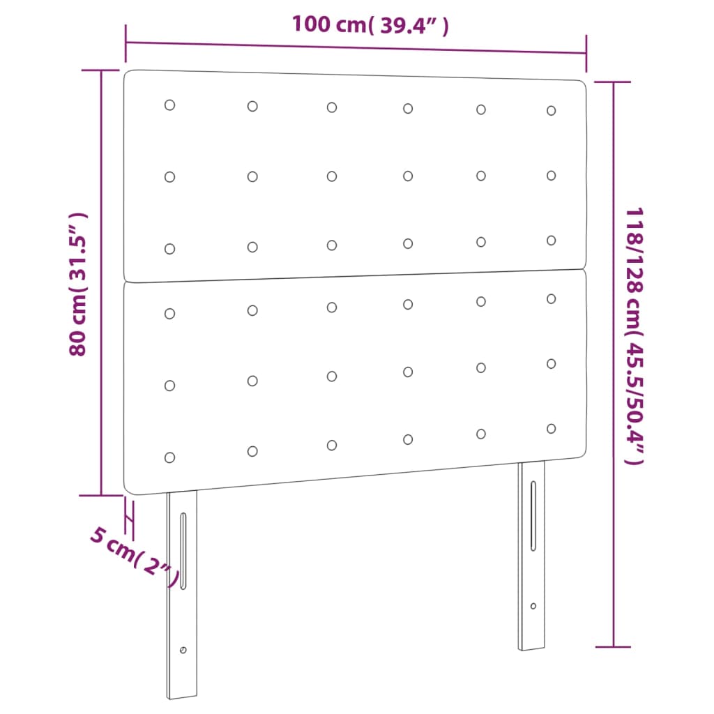 LED Kopfteil Creme 100x5x118/128 cm Kunstleder