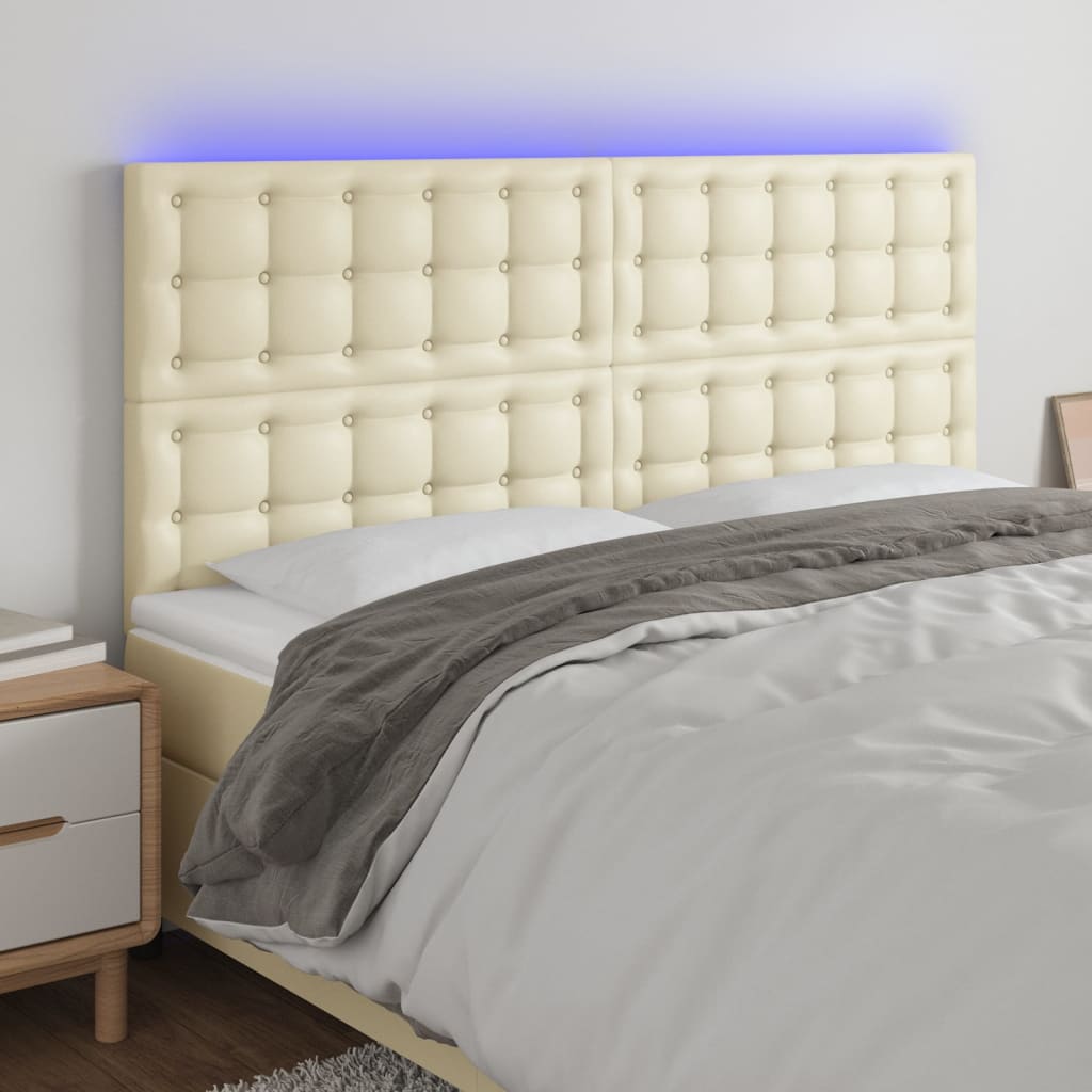 LED Kopfteil Creme 160x5x118/128 cm Kunstleder