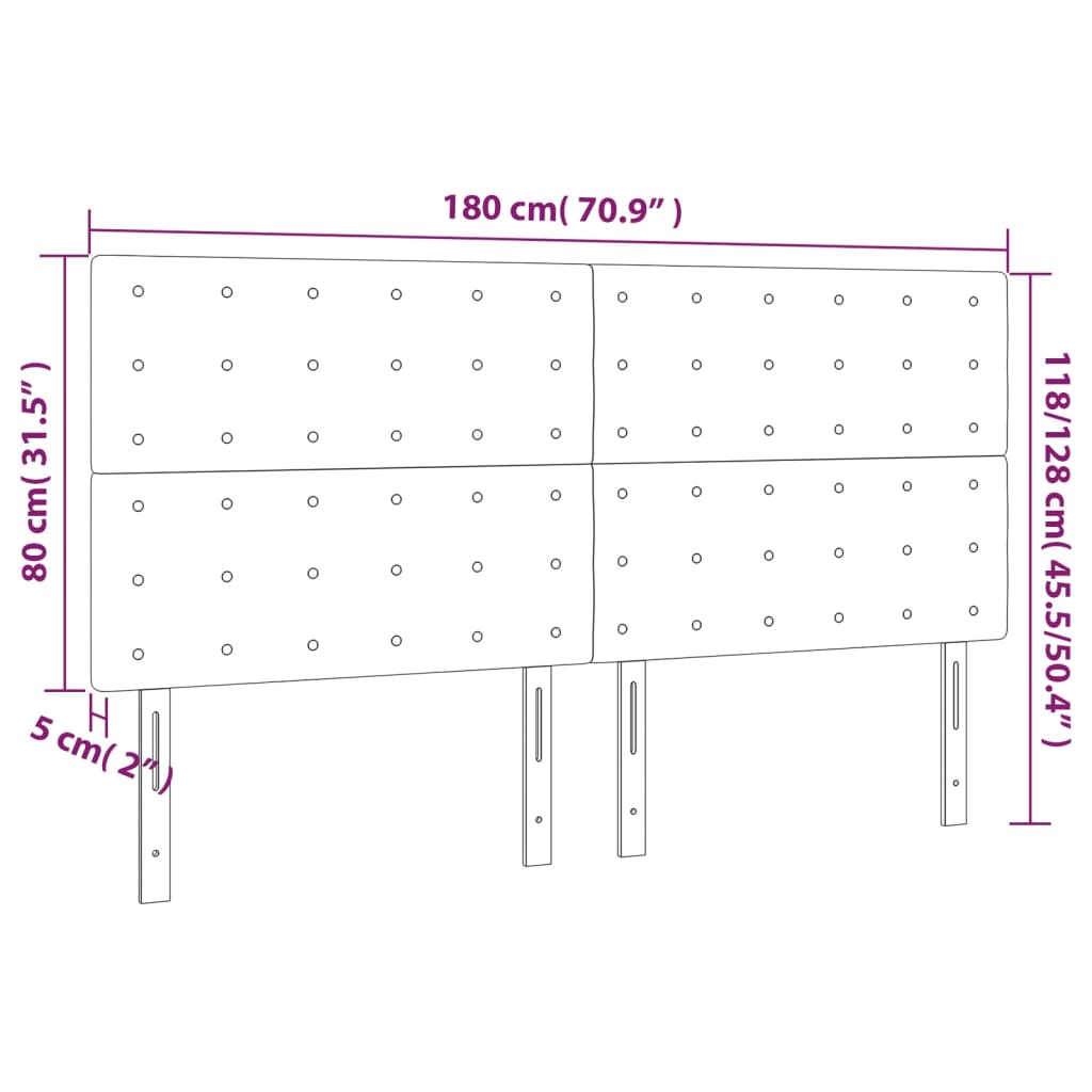 LED Kopfteil Creme 180x5x118/128 cm Kunstleder