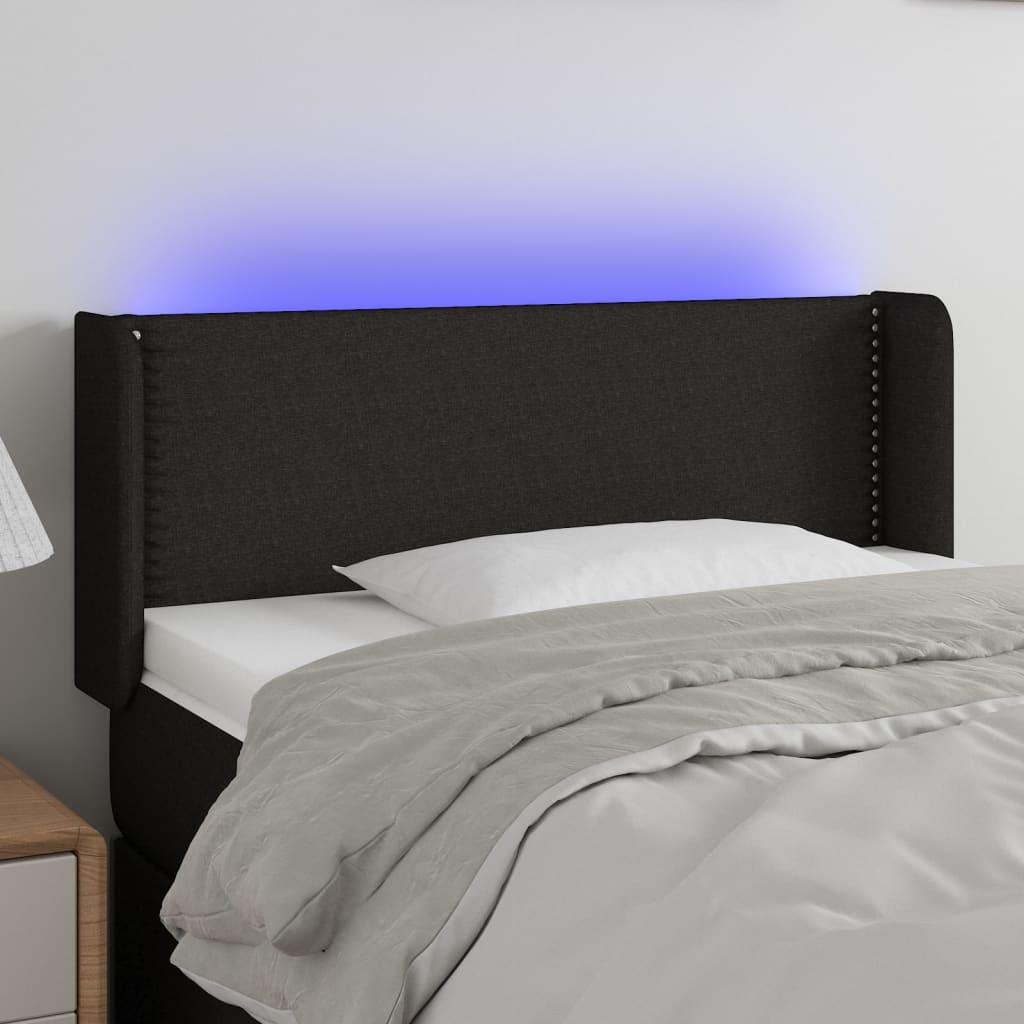 LED Kopfteil Schwarz 103x16x78/88 cm Stoff
