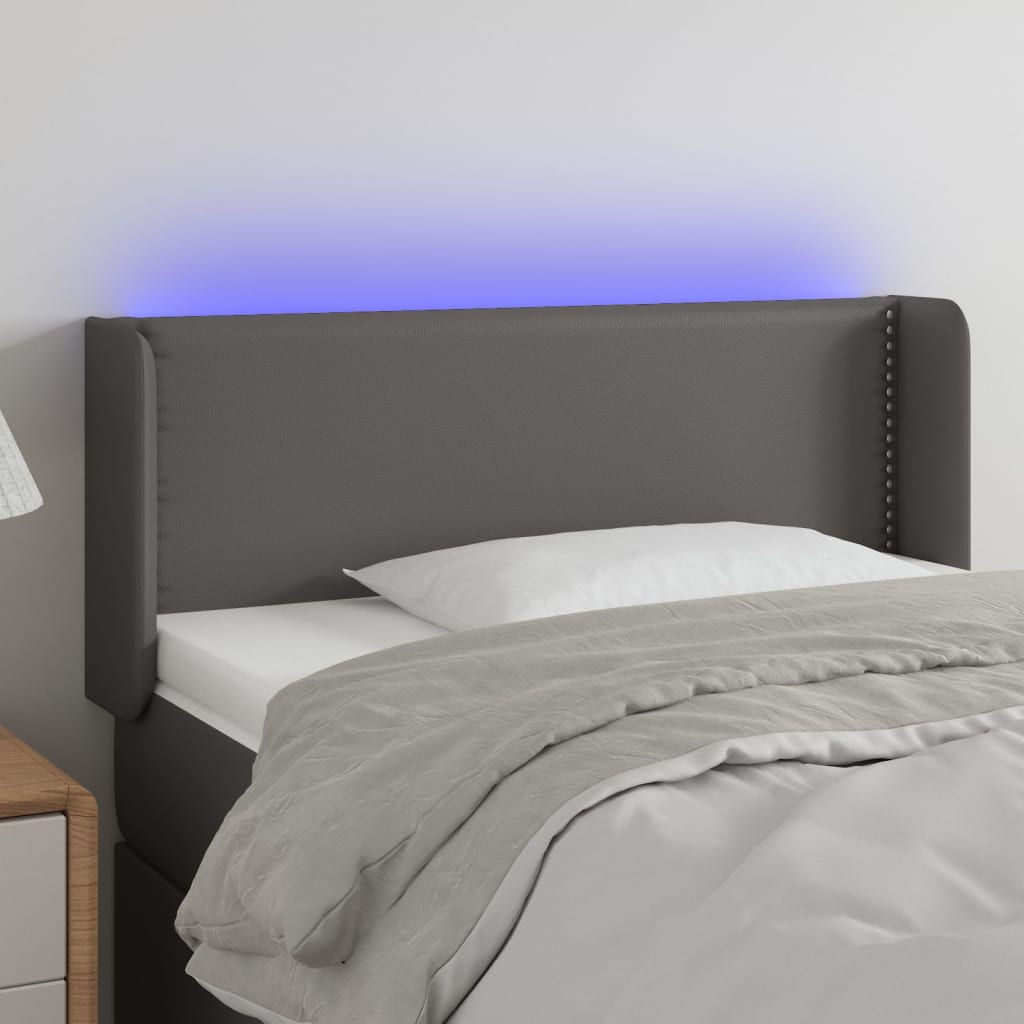 LED Kopfteil Grau 93x16x78/88 cm Kunstleder