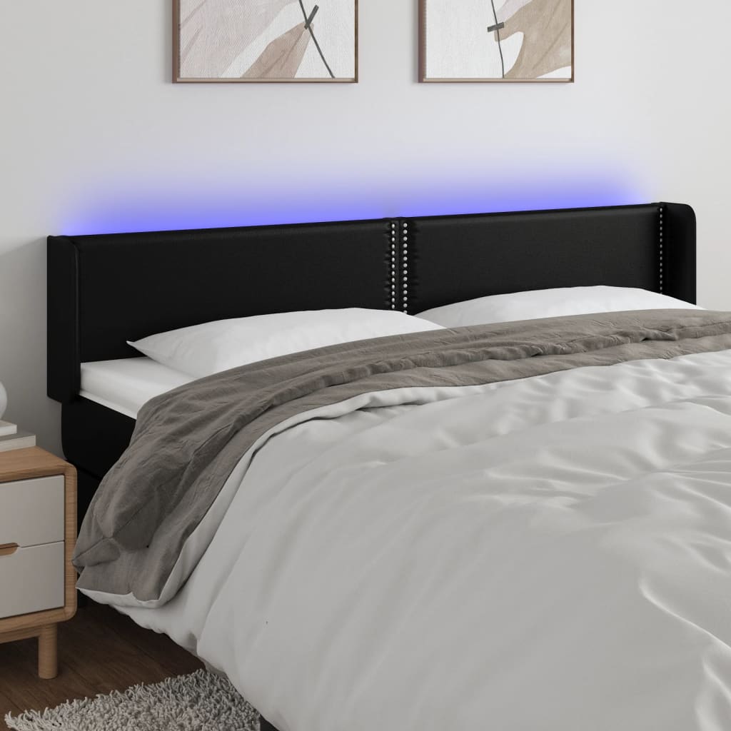 LED Kopfteil Schwarz 183x16x78/88 cm Kunstleder