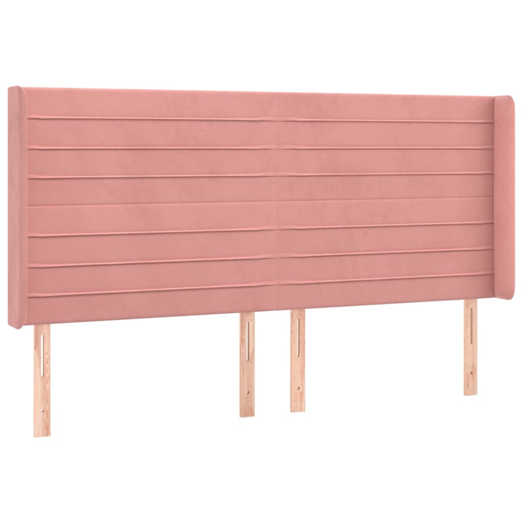 LED headboard pink 163x16x118/128 cm velvet