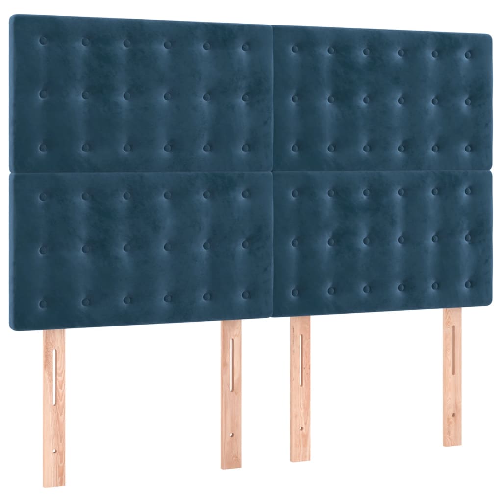 Boxspringbett mit Matratze Dunkelblau 140x190 cm Samt
