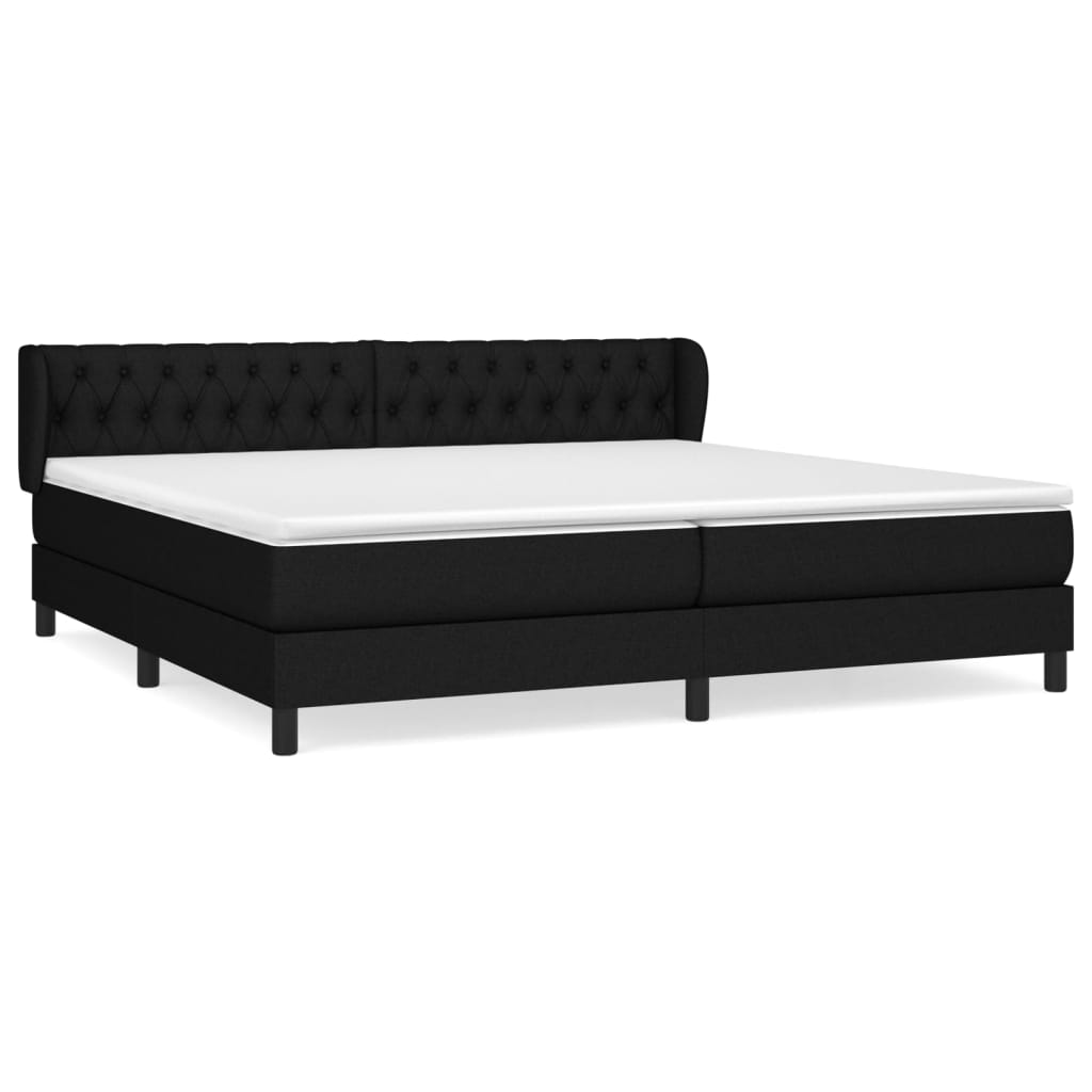 Box spring bed with mattress black 200x200 cm fabric