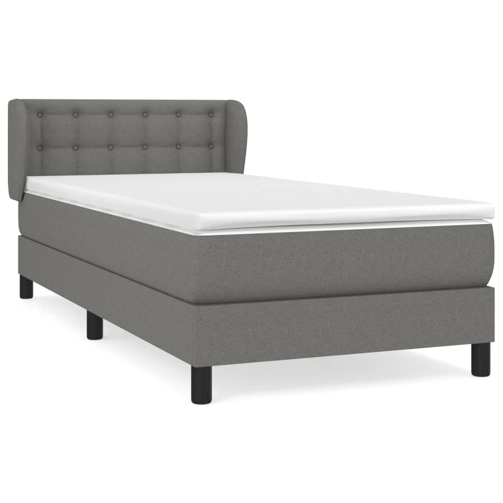 Box spring bed with mattress dark grey 80x200 cm fabric