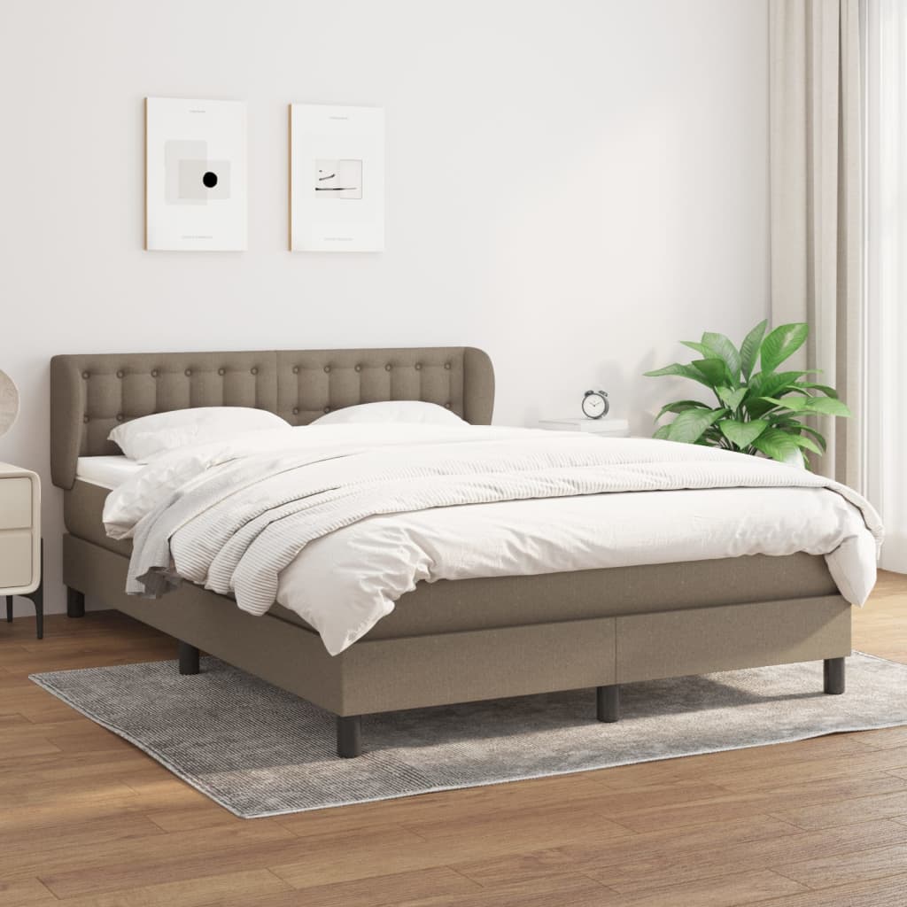 Box spring bed with mattress taupe 140x200 cm fabric