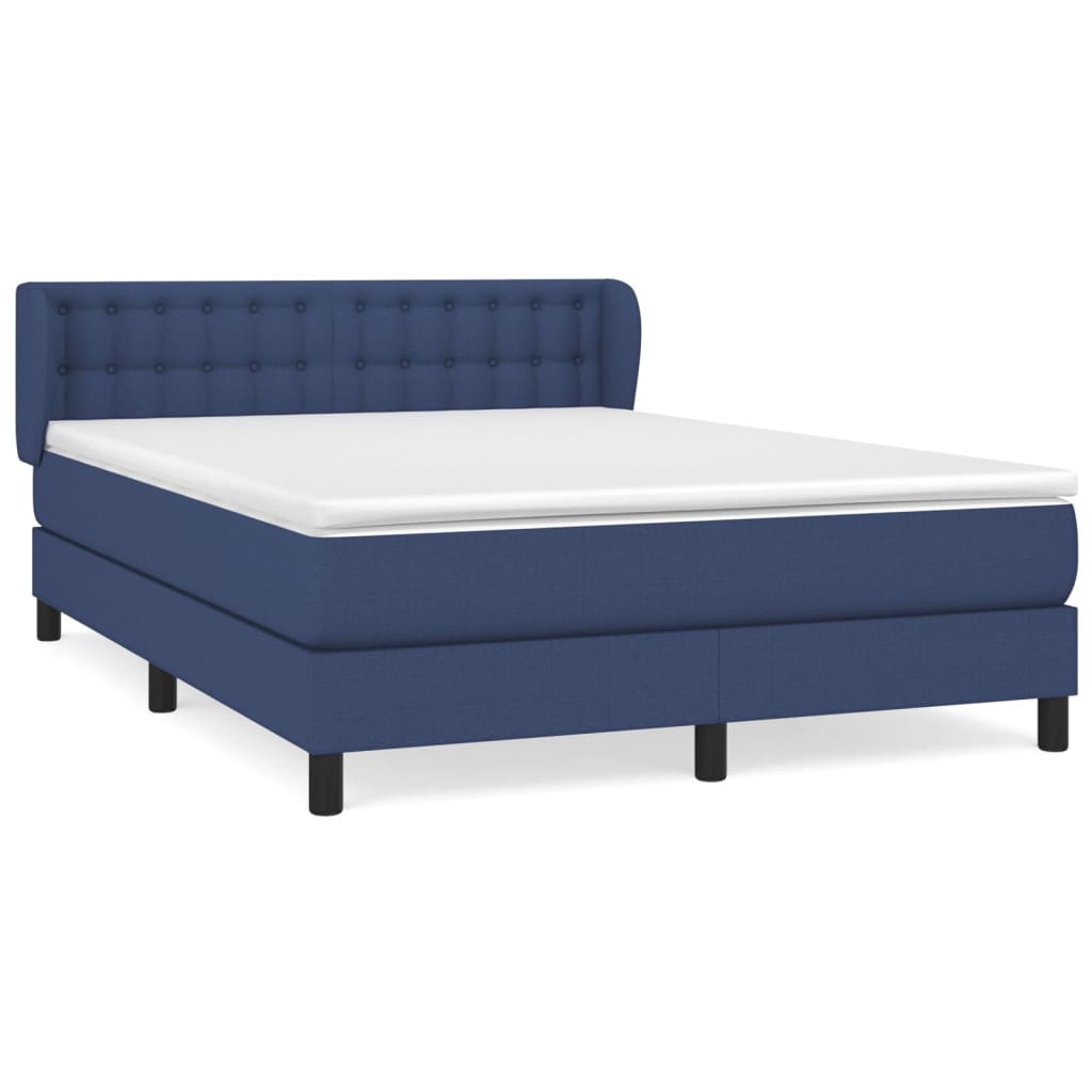 Box spring bed with mattress blue 140x200 cm fabric