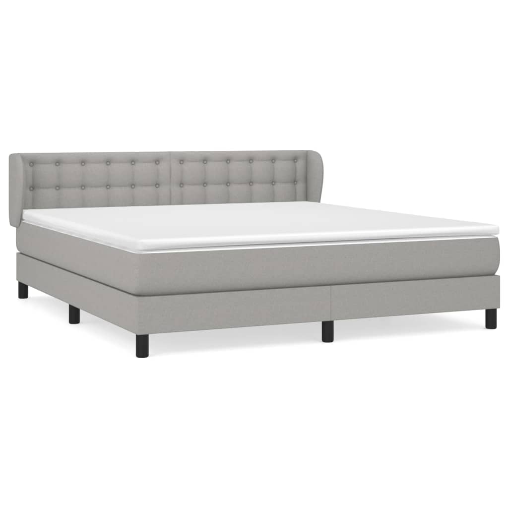 Box spring bed with mattress light grey 180x200 cm fabric