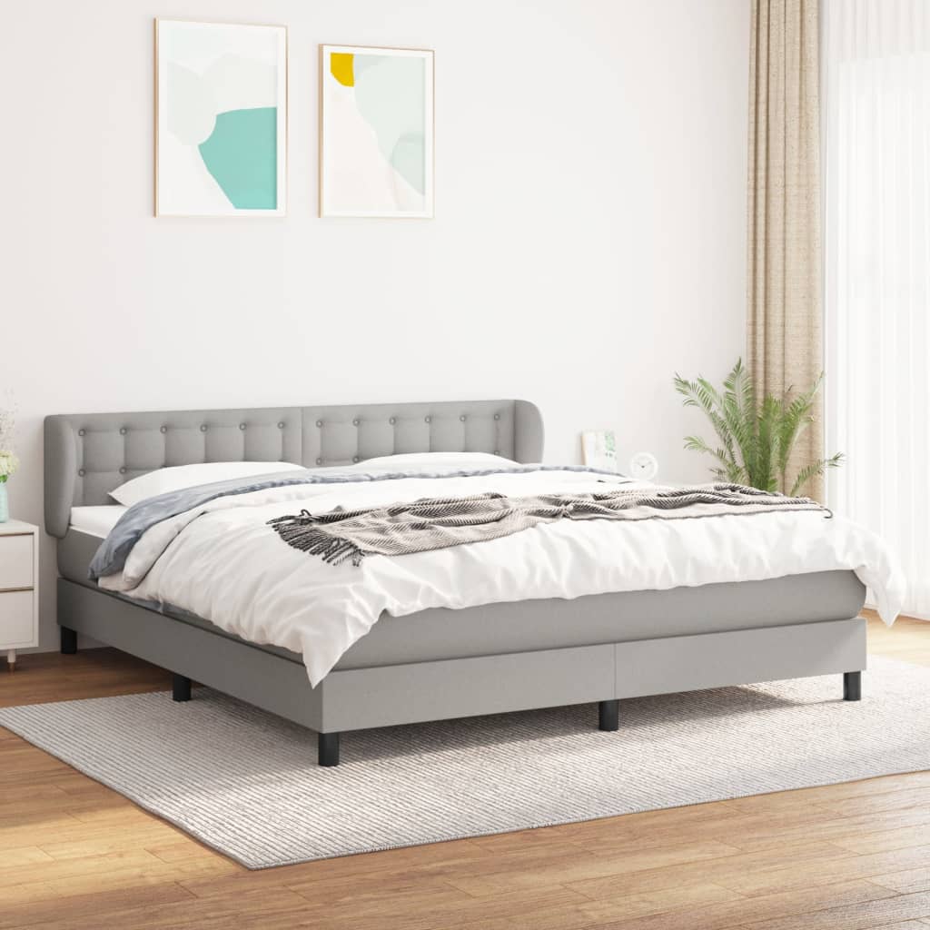 Box spring bed with mattress light grey 180x200 cm fabric