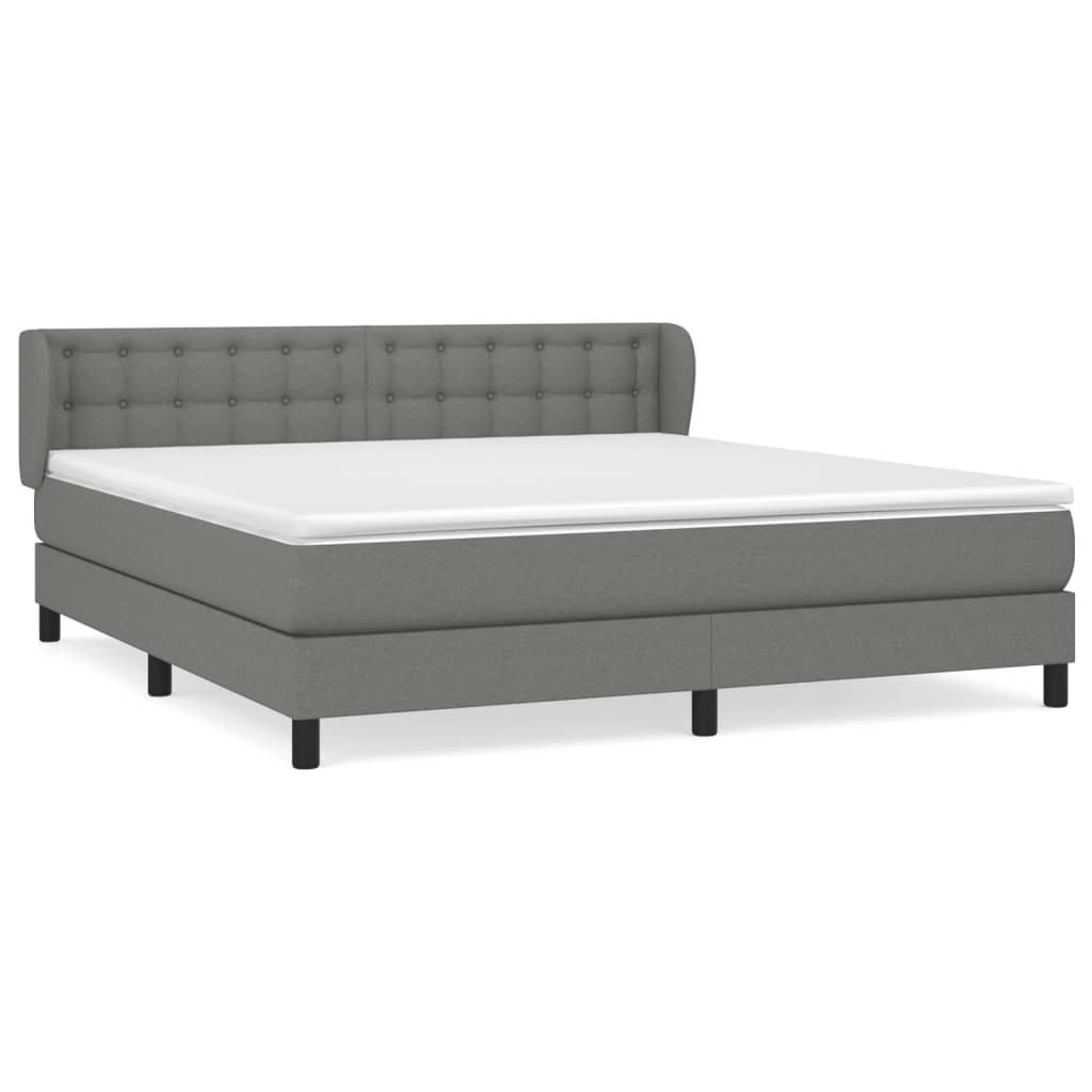 Box spring bed with mattress dark grey 180x200 cm fabric