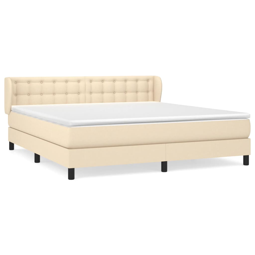 Box spring bed with mattress cream 180x200 cm fabric