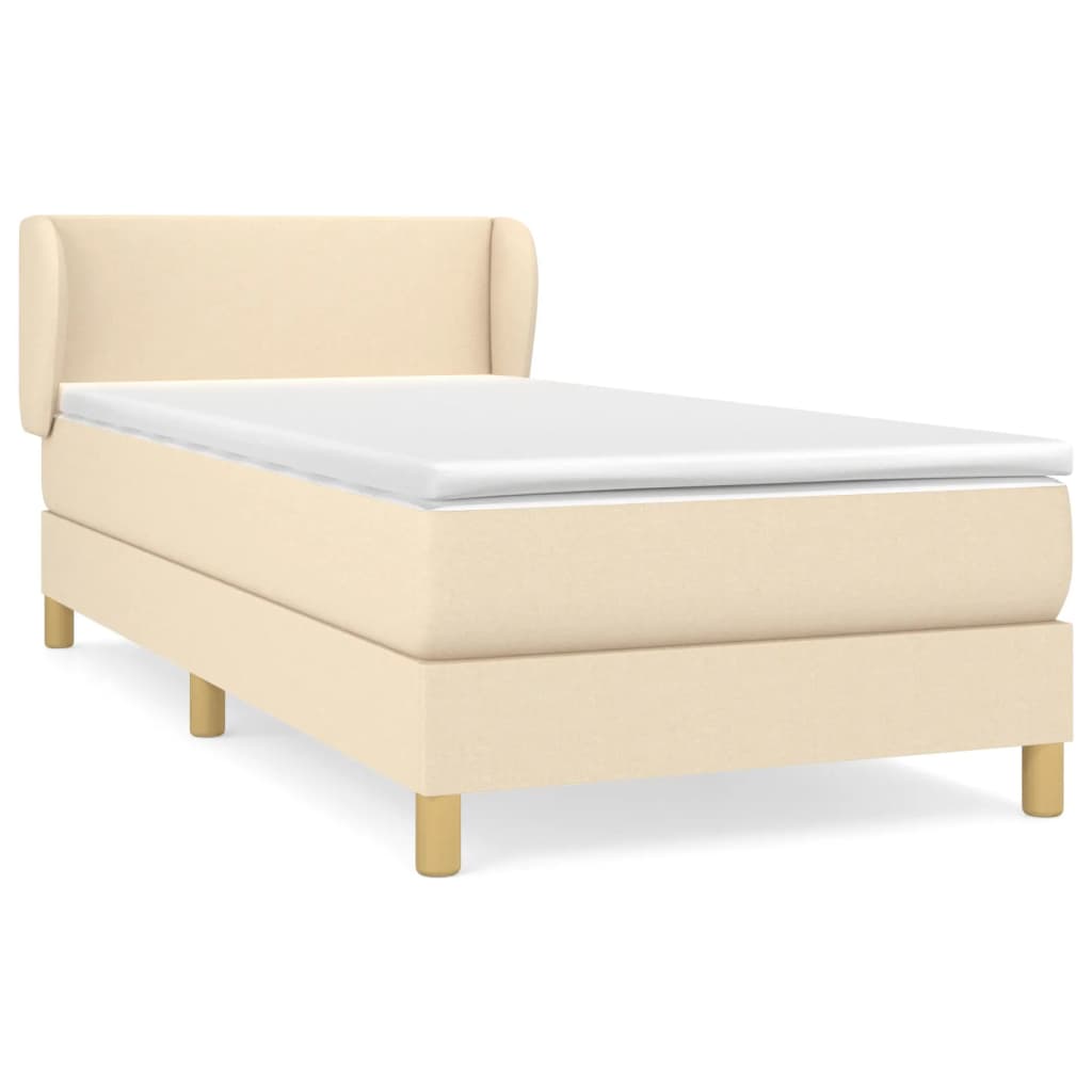 Box spring bed with mattress cream 80x200 cm fabric