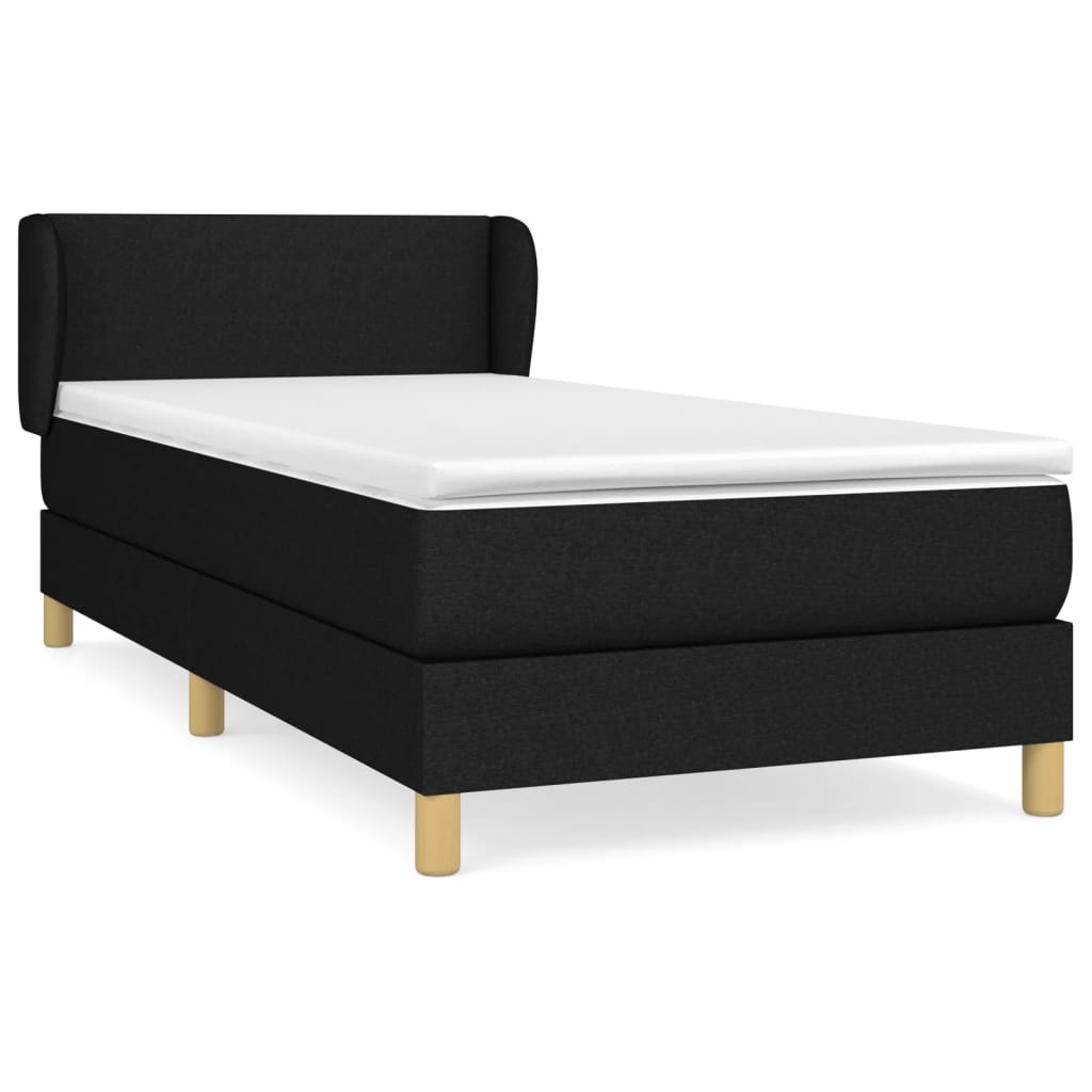 Box spring bed with mattress black 90x200 cm fabric