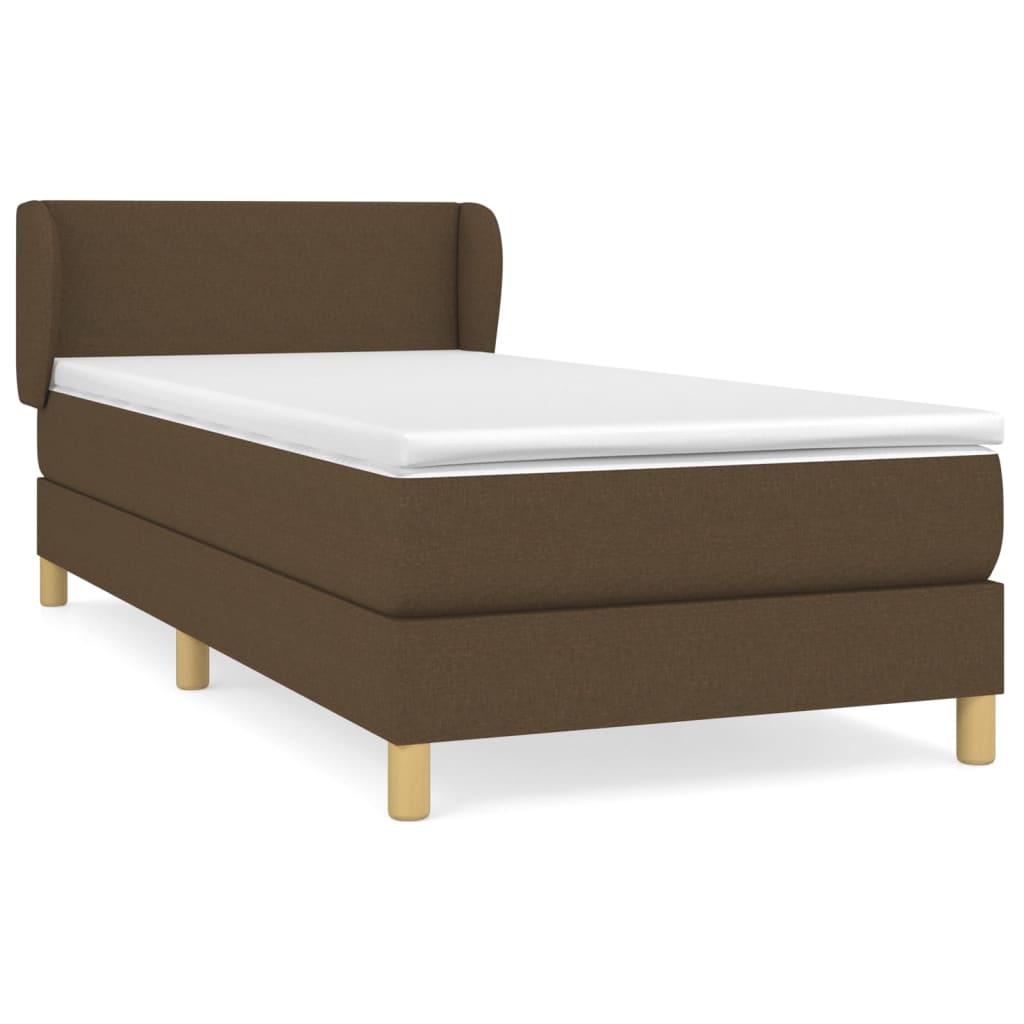 Box spring bed with mattress dark brown 90x200 cm fabric