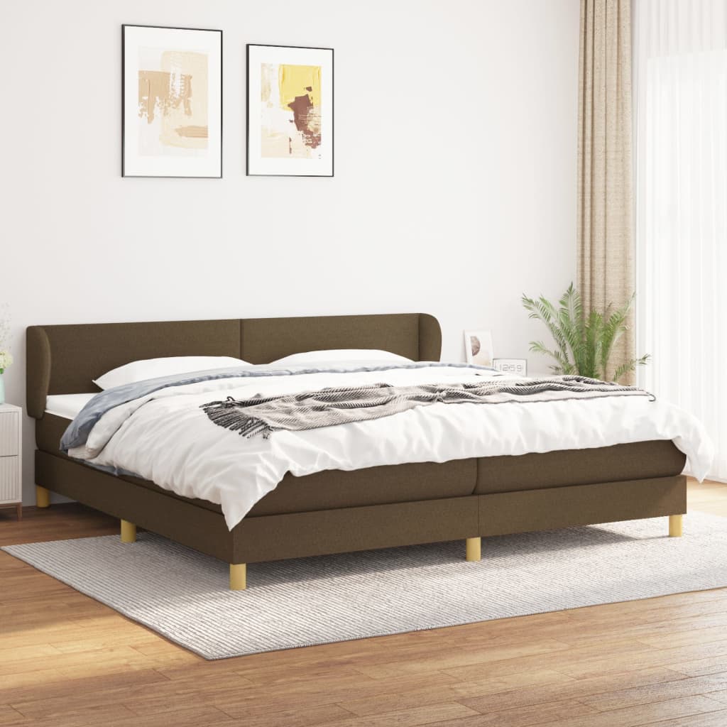 Box spring bed with mattress dark brown 200x200 cm fabric