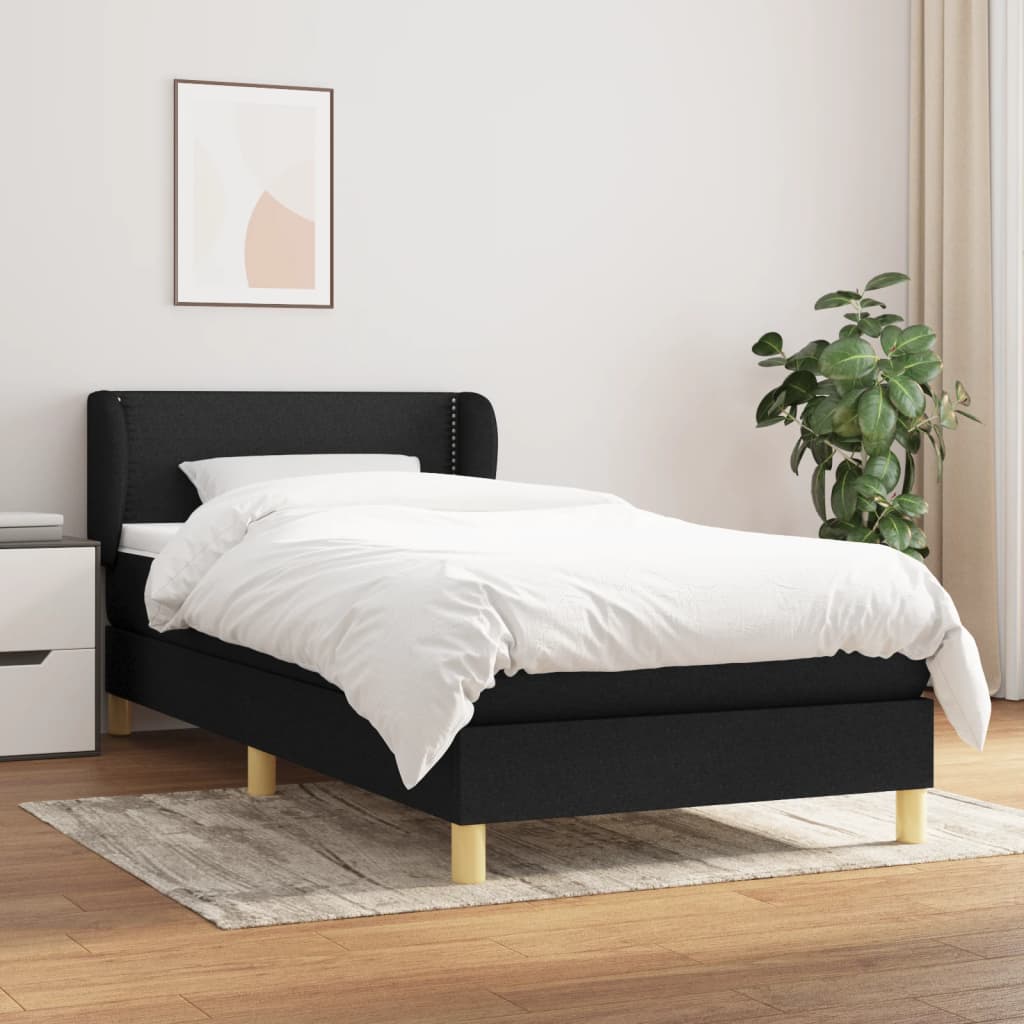 Box spring bed with mattress black 80x200 cm fabric
