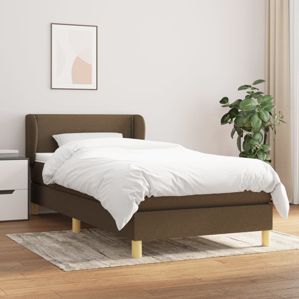 Box spring bed with mattress dark brown 80x200 cm fabric