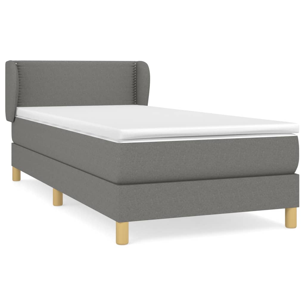 Box spring bed with mattress dark grey 90x190 cm fabric