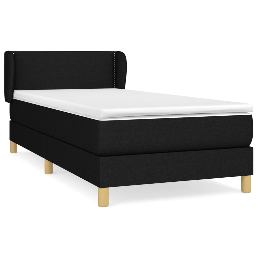 Box spring bed with mattress black 90x200 cm fabric