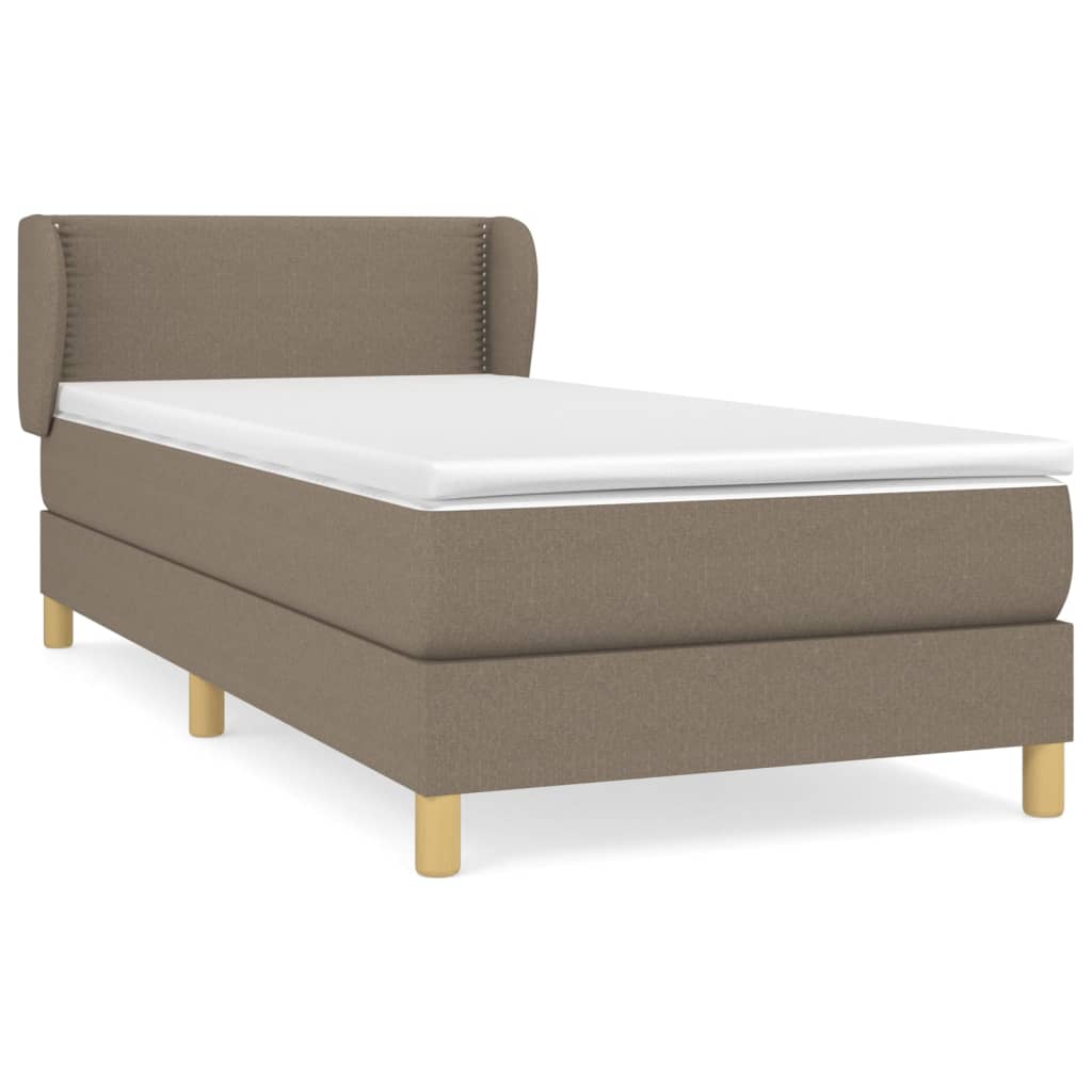 Box spring bed with mattress taupe 90x200 cm fabric