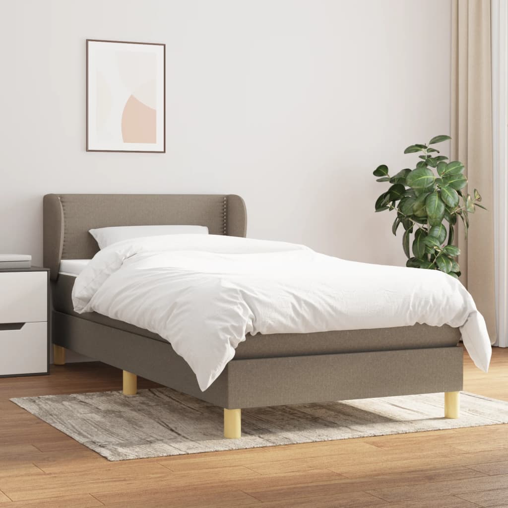 Box spring bed with mattress taupe 90x200 cm fabric