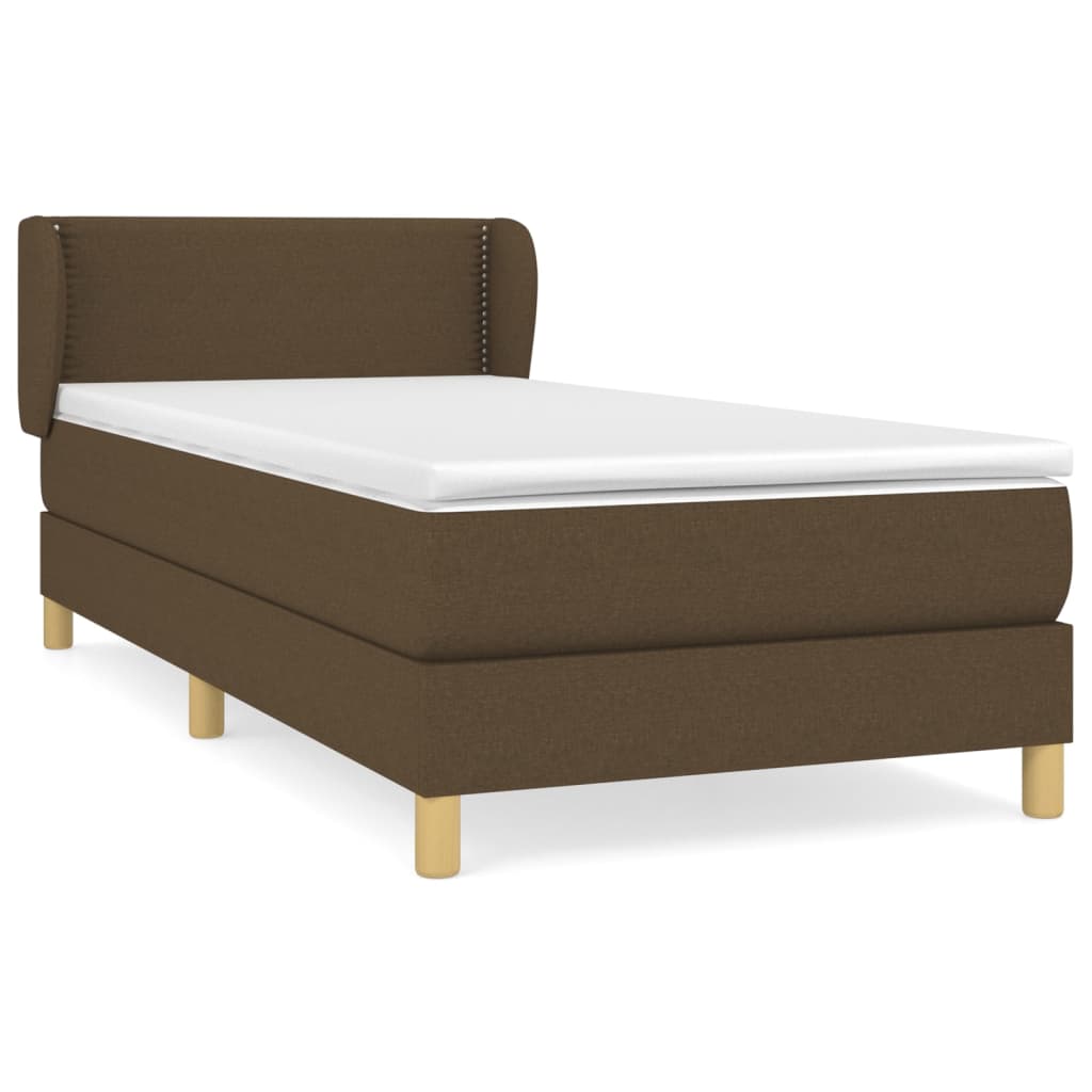 Box spring bed with mattress dark brown 100x200 cm fabric