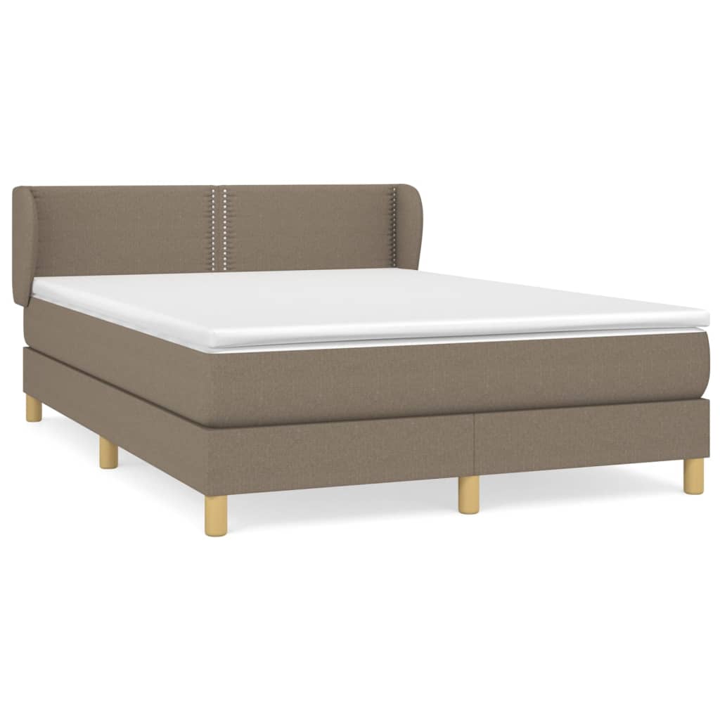 Box spring bed with mattress taupe 140x190 cm fabric