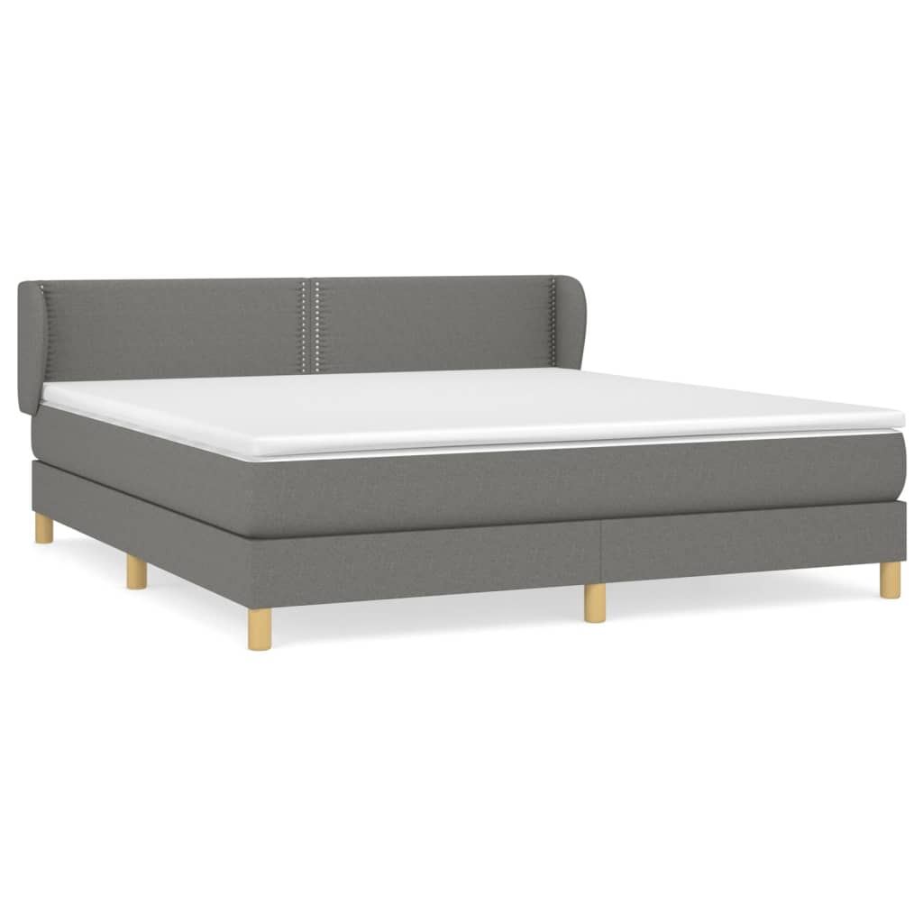 Box spring bed with mattress dark grey 180x200 cm fabric