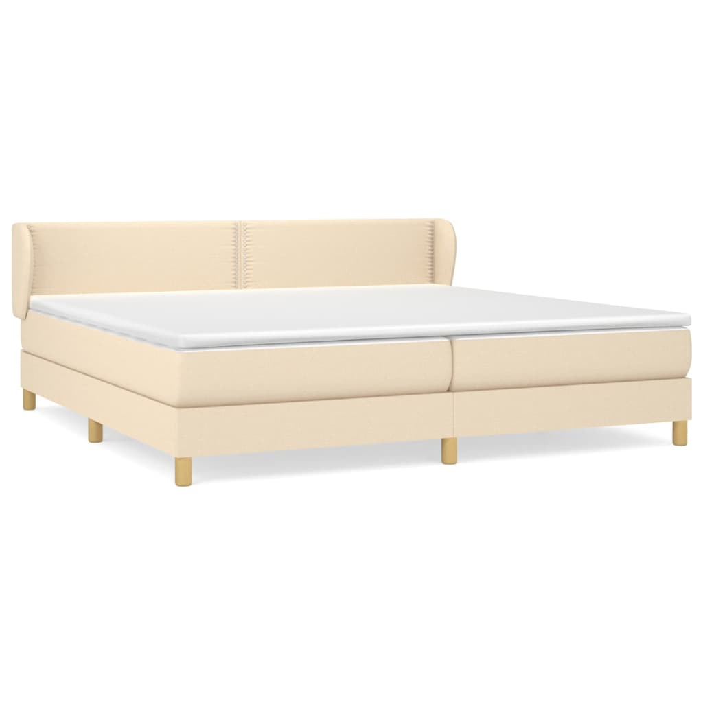 Box spring bed with mattress cream 200x200 cm fabric