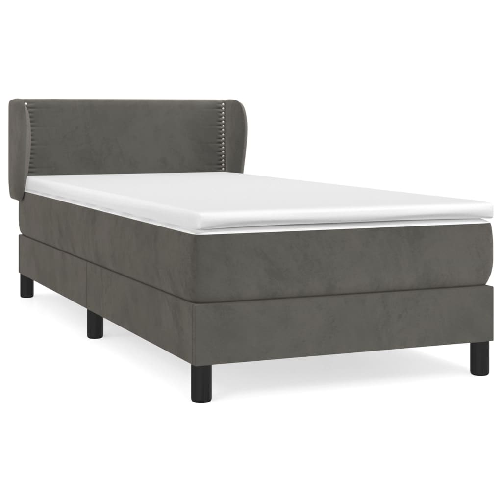 Boxspringbett mit Matratze Dunkelgrau 90x200 cm Samt
