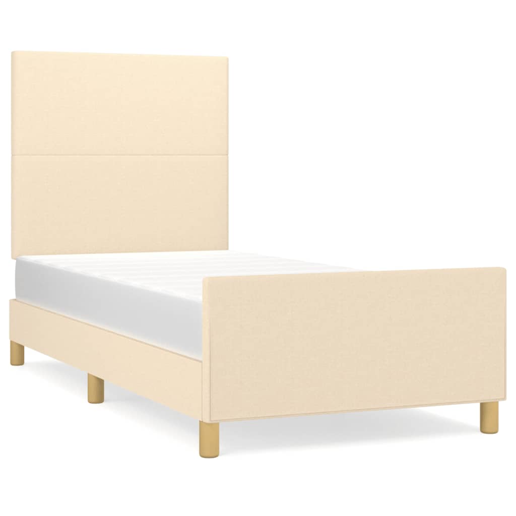 Bettgestell ohne Matratze Creme 90x190 cm Stoff