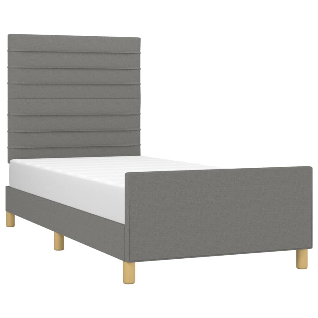 Bettgestell ohne Matratze Dunkelgrau 100x200 cm Stoff