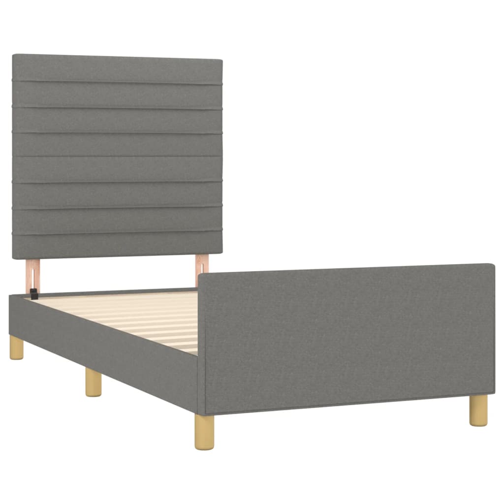 Bettgestell ohne Matratze Dunkelgrau 100x200 cm Stoff
