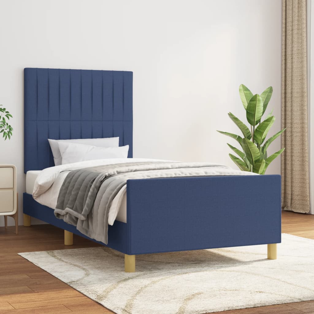 Bettgestell ohne Matratze Blau 80x200 cm Stoff